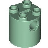Lego kostka (kostička) válcová (kulatá) 2x2x2 s dírami (otvory) tělo robota, pískově zelená (4207528)
